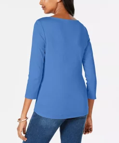 Charter Club Women's Pima Cotton Boat-Neck Top, Created For Macy's -CeCe cloth-shop 10284505 fpx