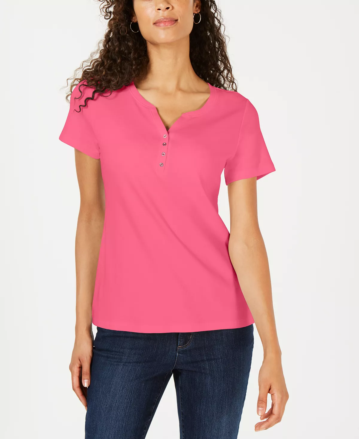 Karen Scott Hort Sleeve Henley Top, Created For Macy's - Image 10