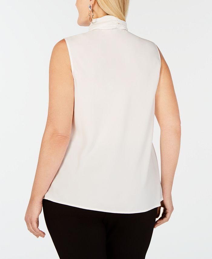 Bar III Trendy Plus Size Bow-Neck Blouse, Created For Macy's 2 Bar III Trendy Plus Size Bow-Neck Blouse, Created For Macy's - Image 2