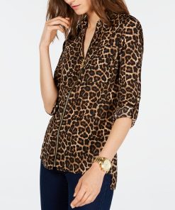 Michael Kors Leopard-Print Top, Regular And Petite Sizes