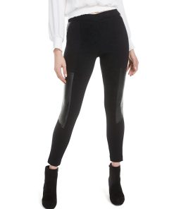 Bar III Faux-Leather-Patch Leggings, Created For Macy's