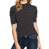 CeCe Ruched Polka-Dot Top