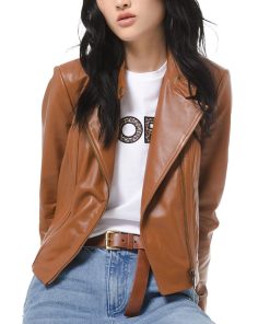 Michael Kors Leather Moto Jacket, Regular & Petite Sizes