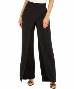 Adrianna Papell Crepe Draped-Front Wide-Leg Pants
