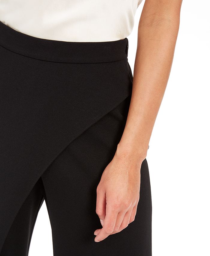 Crepe Draped-Front Wide-Leg Pants Adrianna Papell Crepe Draped-Front Wide-Leg Pants -CeCe cloth-shop