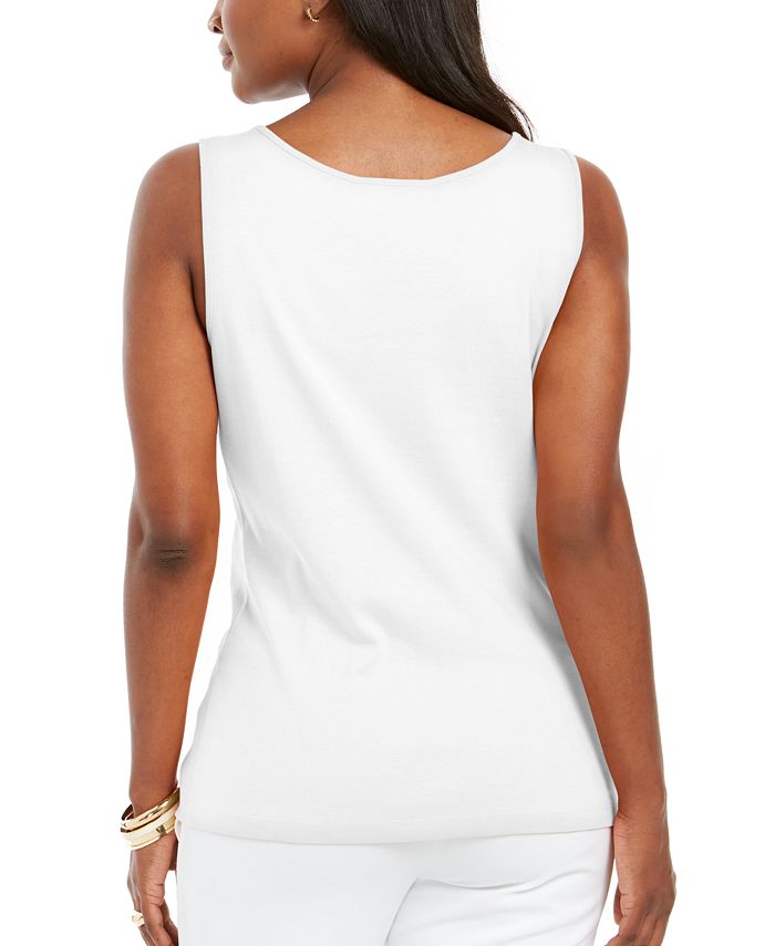 Karen Scott Quare-Neck Cotton Tank Top, Created For Macy's 2 Karen Scott Quare-Neck Cotton Tank Top, Created For Macy's - Image 2