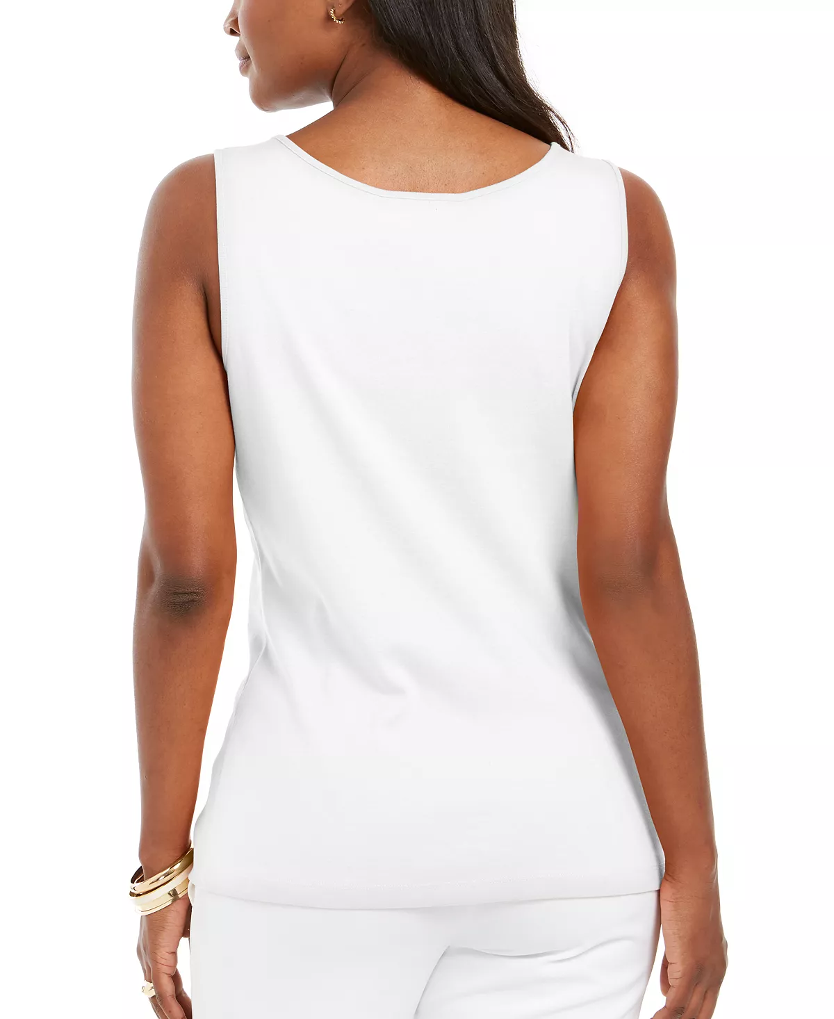 Karen Scott Quare-Neck Cotton Tank Top, Created For Macy's 4 Karen Scott Quare-Neck Cotton Tank Top, Created For Macy's - Image 4