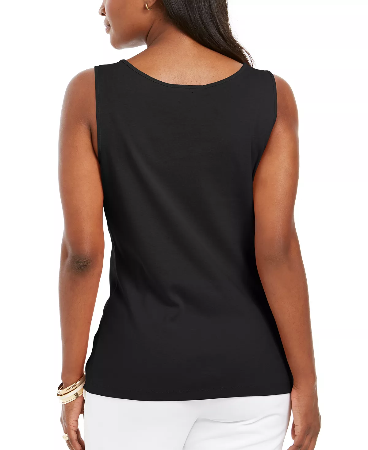 Karen Scott Quare-Neck Cotton Tank Top, Created For Macy's 3 Karen Scott Quare-Neck Cotton Tank Top, Created For Macy's - Image 3