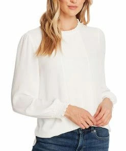 CeCe Women's Long Sleeve Smocked Pin-Tuck Blouse