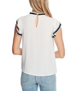 CeCe Women's Flutter-Sleeve Smocked Short Sleeve Top -CeCe cloth-shop 17268889 fpx