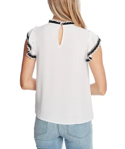 CeCe Women's Flutter-Sleeve Smocked Short Sleeve Top -CeCe cloth-shop 17268889 fpx