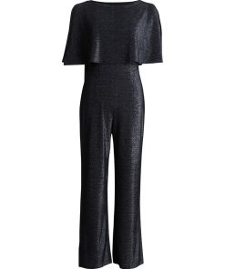 Connected Metallic Cape Jumpsuit