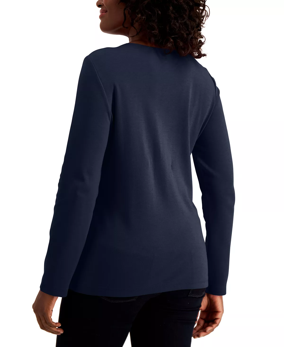 Karen Scott Long Sleeve Cotton Scoop-Neckline Top, Created For Macy's 4 Karen Scott Long Sleeve Cotton Scoop-Neckline Top, Created For Macy's - Image 4