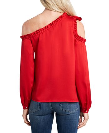 Womne's Ruffled One-Shoulder Long Sleeve Bow Blouse CeCe Womne's Ruffled One-Shoulder Long Sleeve Bow Blouse -CeCe cloth-shop