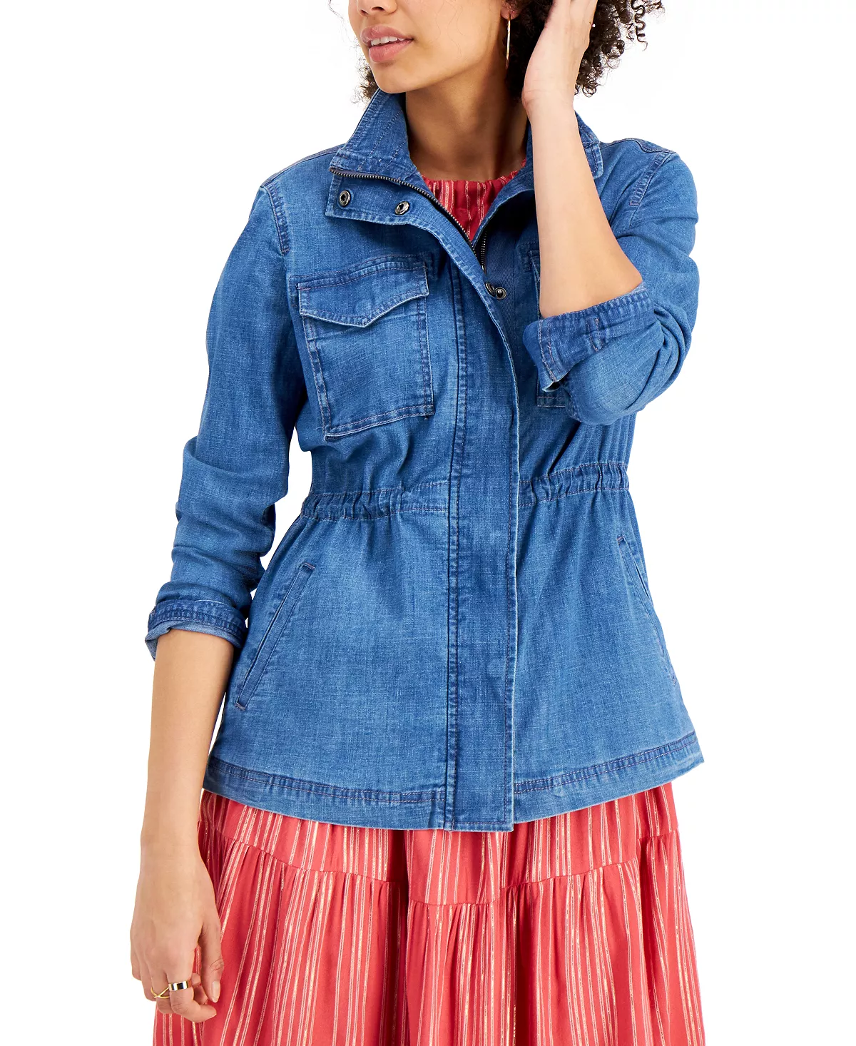Style & Co Hambray Twill Jacket, Created For Macy's 5 Style & Co Hambray Twill Jacket, Created For Macy's - Image 5