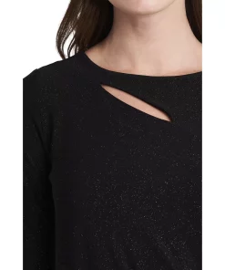 Vince Camuto Women's Sparkle Jersey Cutout Top -CeCe cloth-shop 18199164 fpx
