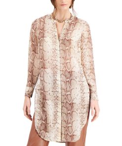 Bar III Snakeskin-Print Tunic Blouse, Created For Macy's