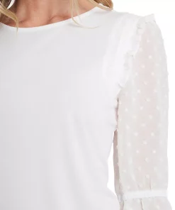 CeCe Women's Ruffle Mixed-Media Elbow Sleeve Blouse 3 CeCe Women's Ruffle Mixed-Media Elbow Sleeve Blouse -CeCe cloth-shop 18402620 fpx