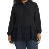 Vince Camuto Women's Plus Size Long Sleeve Peplum Tunic With Lace