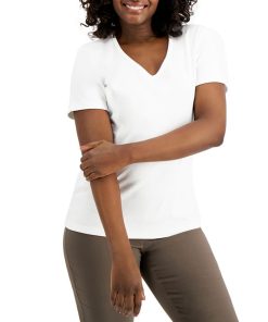 Karen Scott Cotton V-Neck Top, Created For Macy's