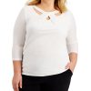 Kasper Plus Size Twist-Neck Top