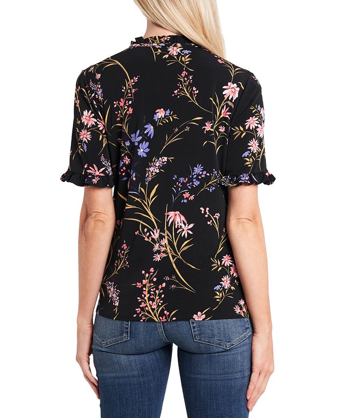Women's Ruffled Floral-Print Short Sleeve Blouse CeCe Women's Ruffled Floral-Print Short Sleeve Blouse -CeCe cloth-shop