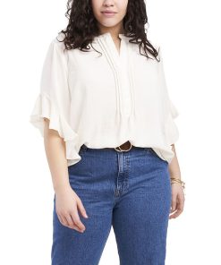 Vince Camuto Plus Size Ruffle Sleeve Henley Blouse