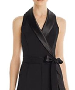 Adrianna Papell Collared Tuxedo Jumpsuit 2 Adrianna Papell Collared Tuxedo Jumpsuit -CeCe cloth-shop 19087611 fpx