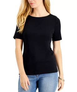 Charter Club Women's Cotton Boat-Neck Top, Created For Macy's -CeCe cloth-shop 19121542 fpx