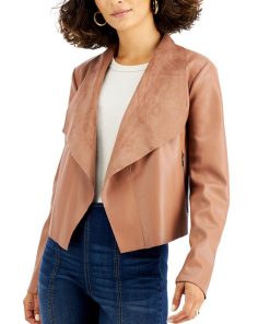 Bar III Women's Faux-Leather Flyaway Jacket, Created For Macy's