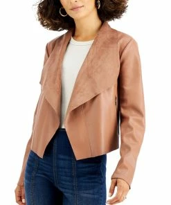 Bar III Women's Faux-Leather Flyaway Jacket, Created For Macy's
