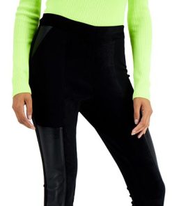 Bar III Faux-Leather-Patch Leggings, Created For Macy's -CeCe cloth-shop 19284125 fpx