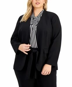 Bar III Trendy Plus Size Open-Front Blazer, Created For Macy's