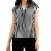 Bar III Women's Striped Tie-Neck Top, Created For Macy's