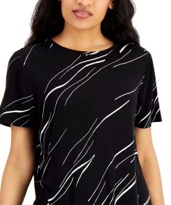 Alfani Women's Printed Crewneck T-Shirt, Created For Macy's -CeCe cloth-shop 19294751 fpx