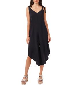 Vince Camuto Solid Tie-Shoulder Cascading Jumpsuit