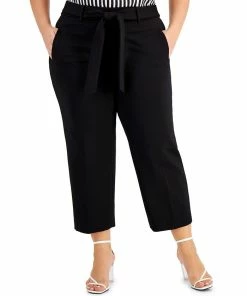 Bar III Plus Size Cropped Tie-Front Pants, Created For Macy's