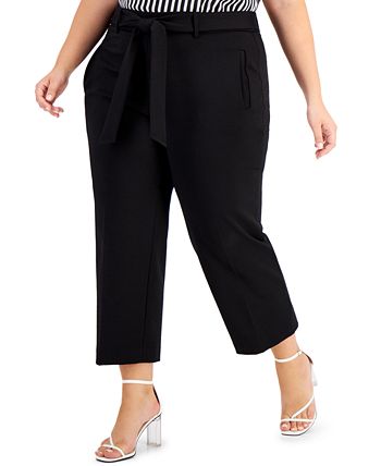 Bar III Plus Size Cropped Tie-Front Pants, Created For Macy's 3 Bar III Plus Size Cropped Tie-Front Pants, Created For Macy's - Image 3