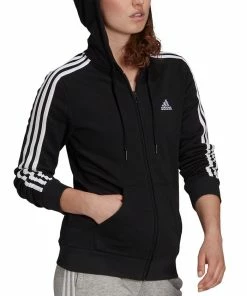 ADIDAS Women's 3-Stripe Cotton Fleece Full-Zip Sweatshirt