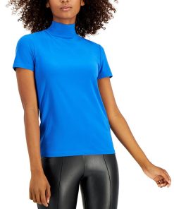 Anne Klein Short-Sleeve Mock-Neck Top -CeCe cloth-shop 19537754 fpx
