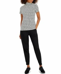 Anne Klein Chain-Print Mock-Neck Top