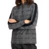 Anne Klein Zip-Up Pullover Plaid Top