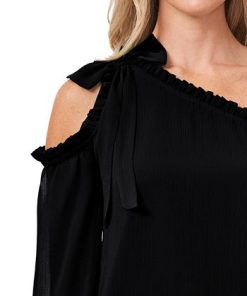 CeCe Ruffled Asymmetric Cold-Shoulder Top -CeCe cloth-shop 19585405 fpx