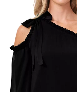CeCe Ruffled Asymmetric Cold-Shoulder Top -CeCe cloth-shop 19585405 fpx
