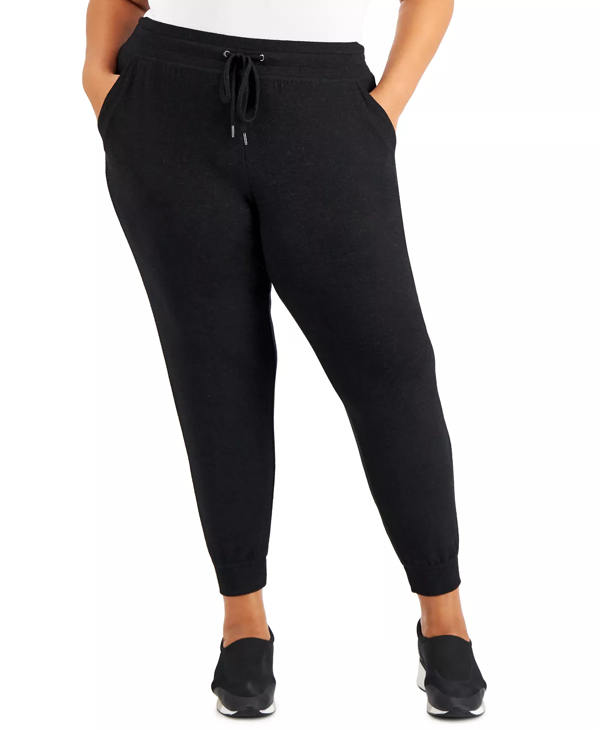 Plus Size Drawstring Knit Joggers, Created For Macy's ID Ideology Plus Size Drawstring Knit Joggers, Created For Macy's -CeCe cloth-shop
