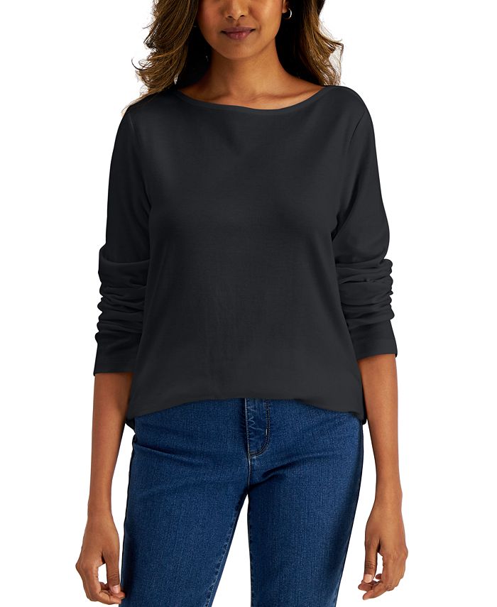 Boat-Neck T-Shirt, Created For Macy's Karen Scott Boat-Neck T-Shirt, Created For Macy's -CeCe cloth-shop