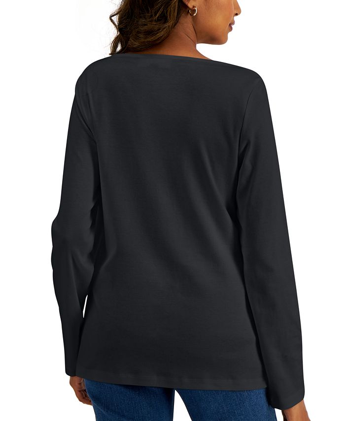 Boat-Neck T-Shirt, Created For Macy's Karen Scott Boat-Neck T-Shirt, Created For Macy's -CeCe cloth-shop