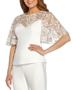 Adrianna Papell Embroidered Illusion Top 5 Adrianna Papell Embroidered Illusion Top -CeCe cloth-shop 19702683 fpx