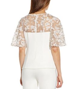 Adrianna Papell Embroidered Illusion Top 6 Adrianna Papell Embroidered Illusion Top -CeCe cloth-shop 19702684 fpx