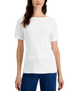 Charter Club Women's Cotton Boat-Neck Top, Created For Macy's